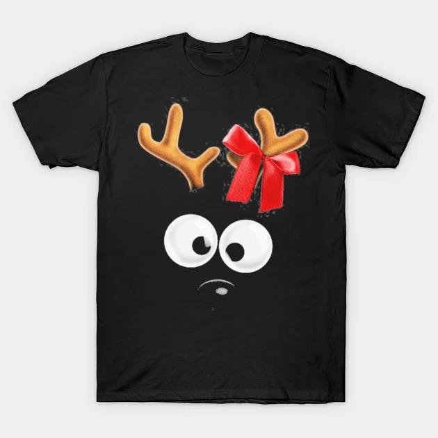 Matching family christmas reindeer face for girls shirt