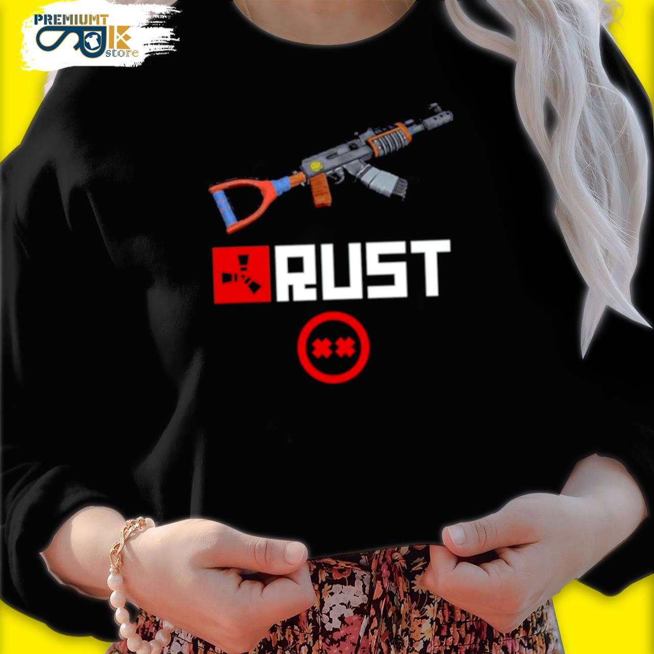 The-Gun-Rust-Console-Edition-Game-s black sweater