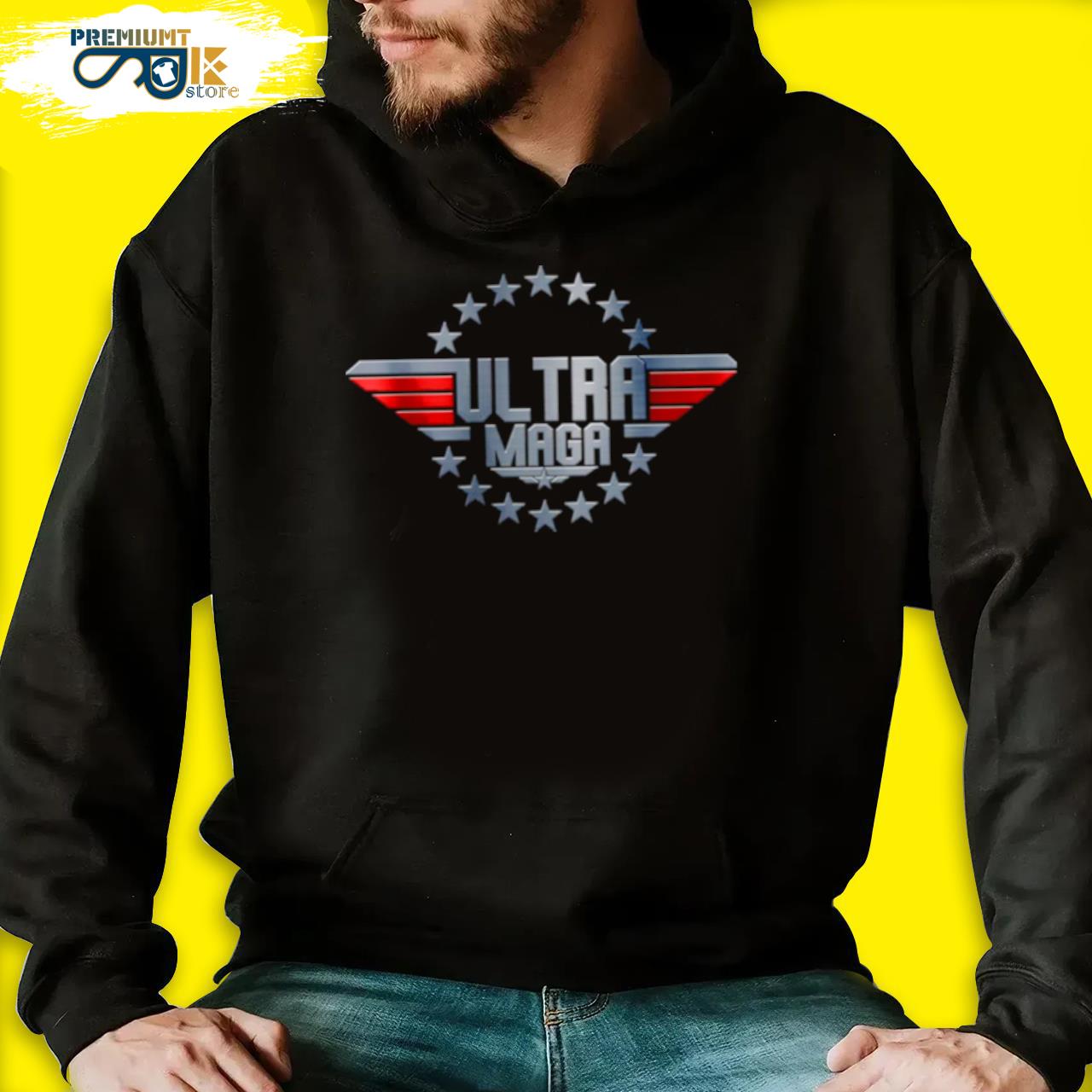 Ultra maga top gun logo s black hoodie