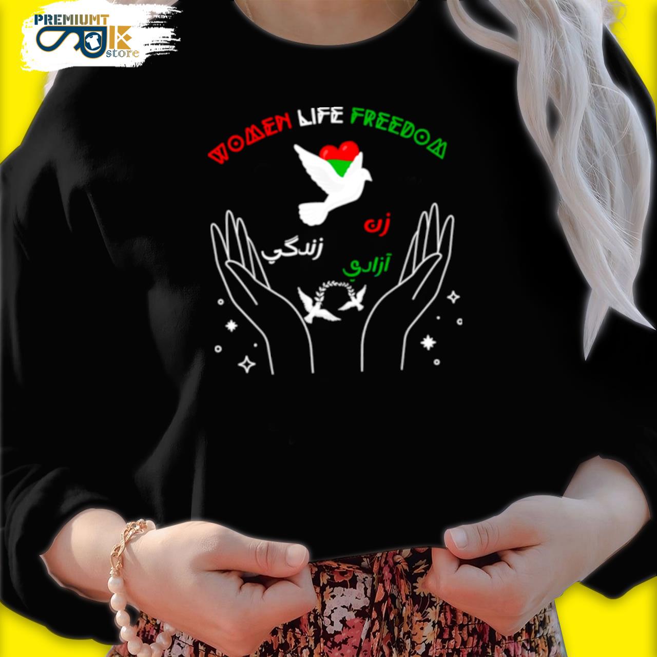 Zan zendegI azadI women life freedom s black sweater